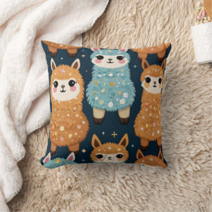 Three Alpaca Llama  Throw Pillow