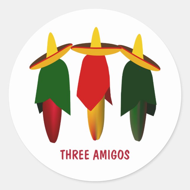 Three Amigos Hot Peppers Classic Round Sticker (Front)