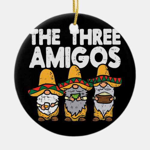 Three Amigos Mexican Gnomes Cute Cinco De Mayo Ceramic Ornament
