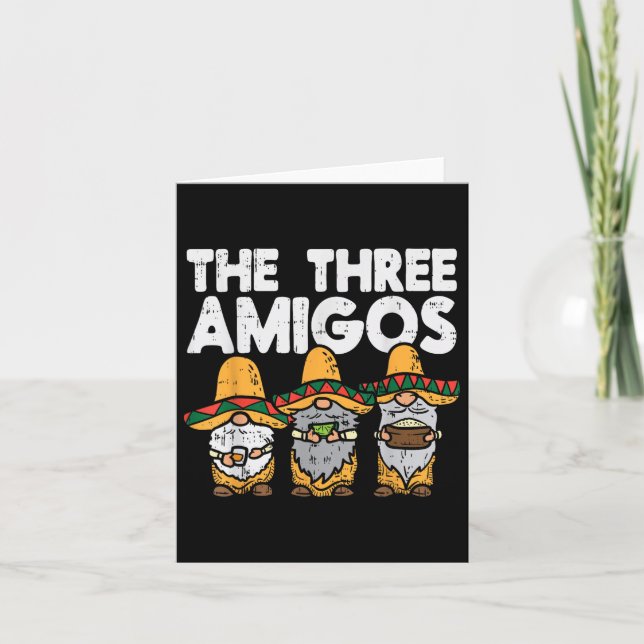 Three Amigos Mexican Gnomes Cute Cinco De Mayo Fie Card (Front)