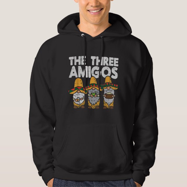 Three Amigos Mexican Gnomes Cute Cinco De Mayo Fie Hoodie (Front)