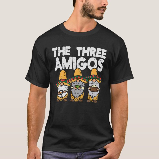 Three Amigos Mexican Gnomes Cute Cinco De Mayo Fie T-Shirt (Front)