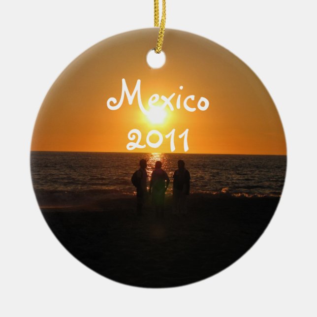 Three Amigos; Mexico Souvenir Ceramic Ornament (Front)
