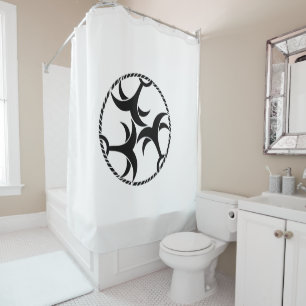 Three anchors with rope shower curtain