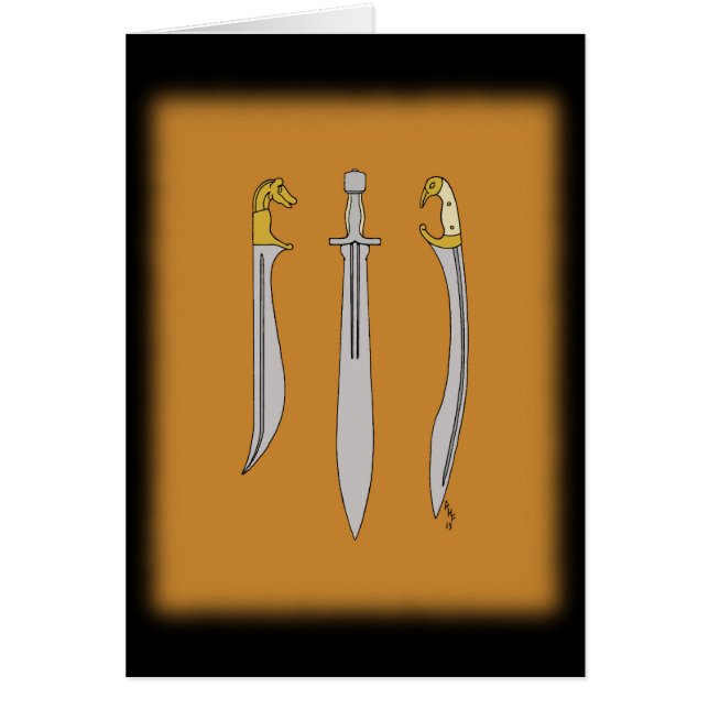 Three Ancient Greek Swords Cards (Front)