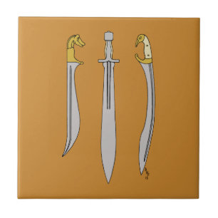 Three Ancient Greek Swords Ceramic Tile