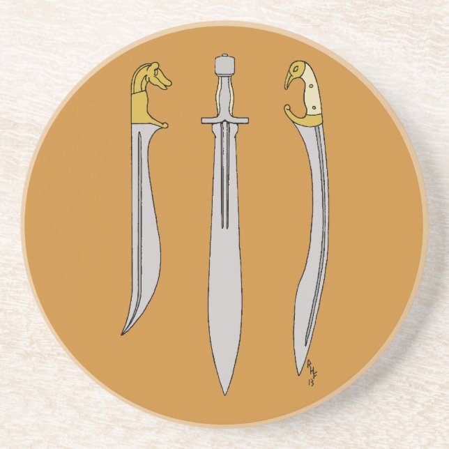 Three Ancient Greek Swords Coaster (Front)