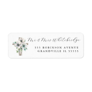 Three Anemone and Cross religious Christian Design Label