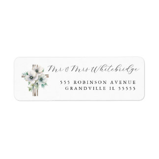 Three Anemone and Cross religious Christian Design Label