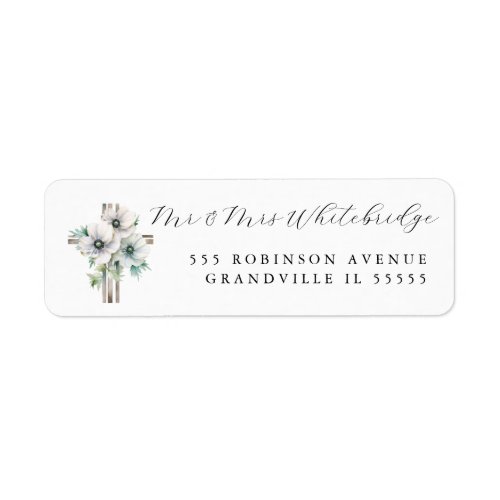 Three Anemone and Cross religious Christian Design Label