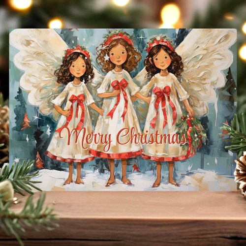 Three Angel Choir Christmas Holiday Card