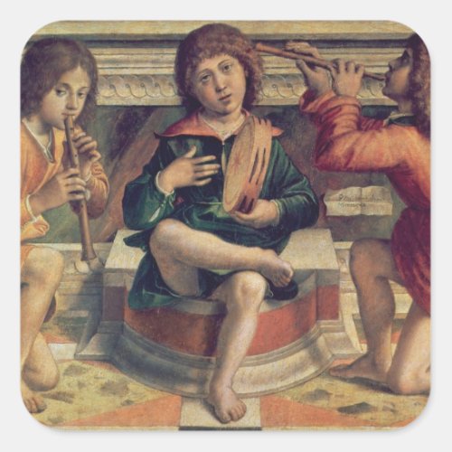 Three angel musicians square sticker