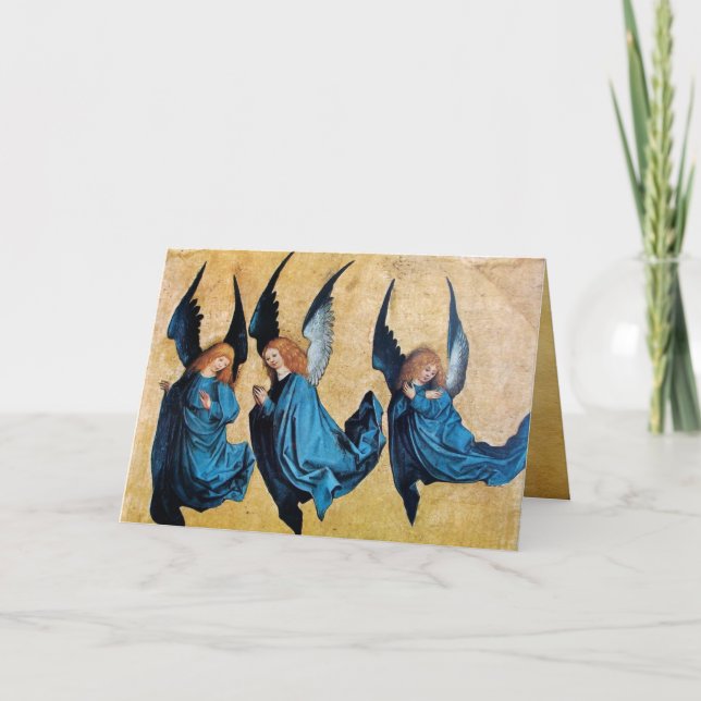 THREE ANGELS ,Blue Sapphire Holiday Card (Front)