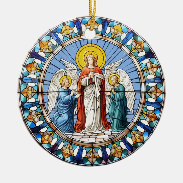 Three Angels Ceramic Ornament (Front)