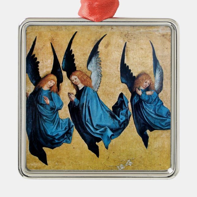 THREE ANGELS IN BLUE METAL ORNAMENT (Front)