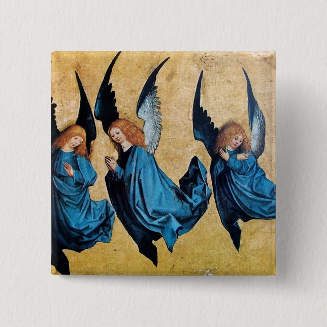 THREE ANGELS IN BLUE PINBACK BUTTON (Front)
