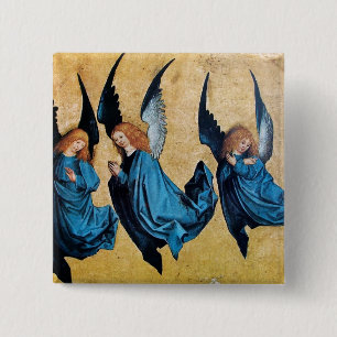 THREE ANGELS IN BLUE PINBACK BUTTON