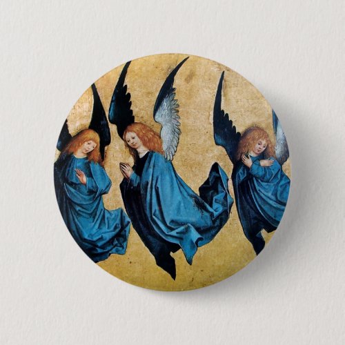 THREE ANGELS IN BLUE PINBACK BUTTON