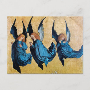 THREE ANGELS IN BLUE POSTCARD