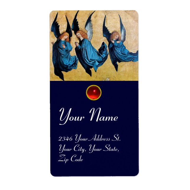 THREE ANGELS IN BLUE, Red ruby Label (Front)