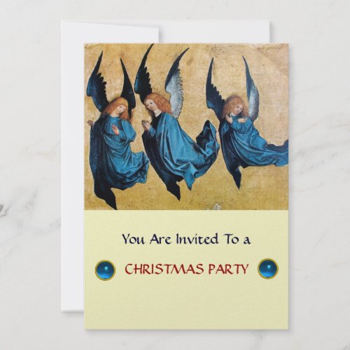 THREE ANGELS IN BLUE Sapphireice metallic Invitation