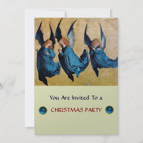 THREE ANGELS IN BLUE Sapphiresilver metallic Invitation