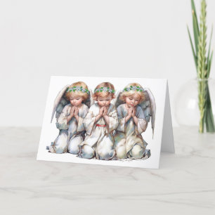 Three Angels In Prayer Holiday Card