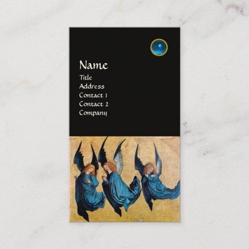 THREE ANGELS MONOGRAM Blue Sapphire black Business Card