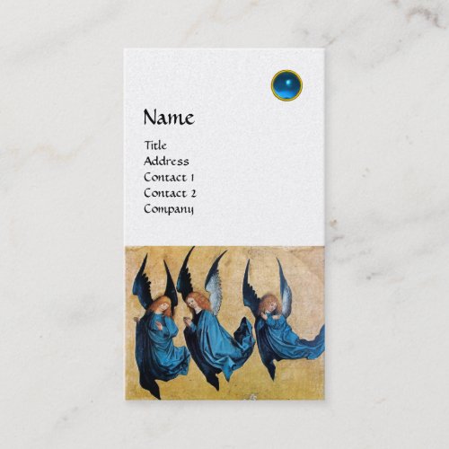 THREE ANGELS MONOGRAM Blue Sapphire White Pearl Business Card