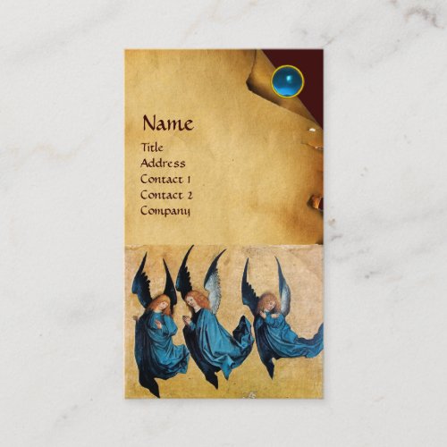 THREE ANGELS MONOGRAMParchment Blue Sapphire Business Card