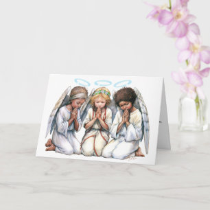 Three Angels Of Color In Prayer Christmas Card