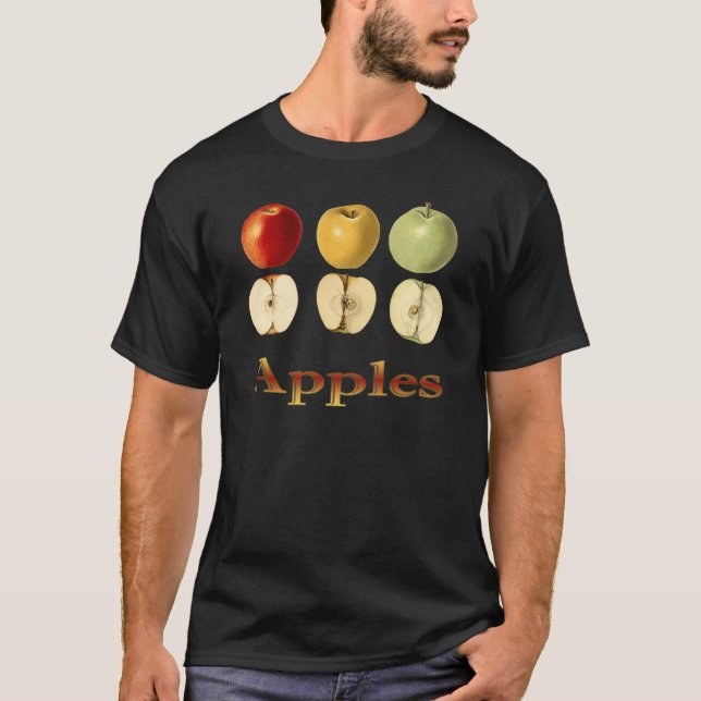 Three Apples ~ Botanical Fruit ~ Any Color Back T-Shirt (Front)