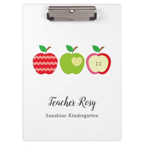 Three Apples Personalized Teacher Clipboard