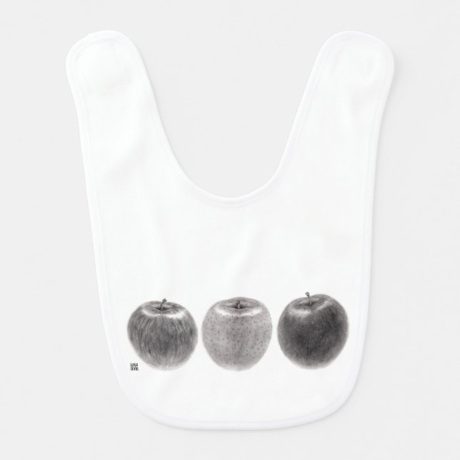 Three Apples Side Baby Bib (Front)