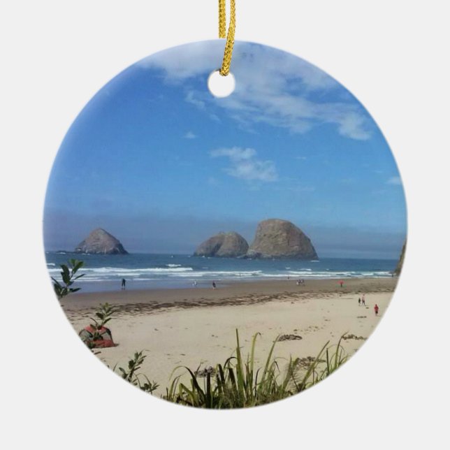 Three Arch Rocks, Oceanside, OR Ceramic Ornament (Front)