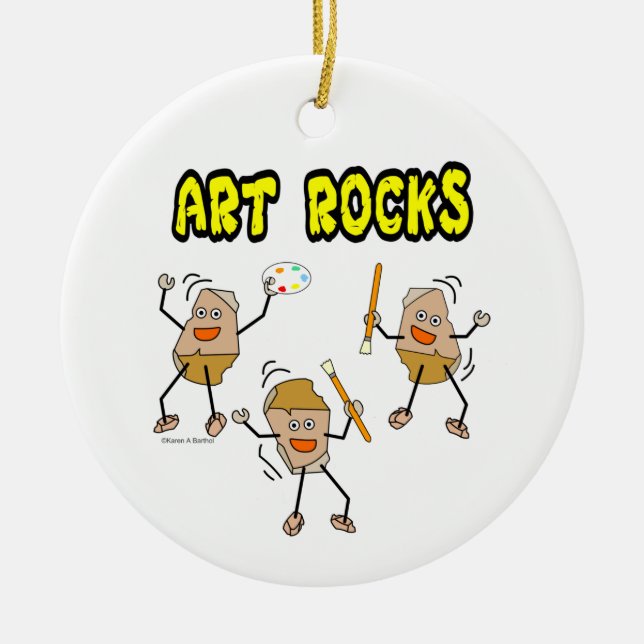 Three Art Rocks Ceramic Ornament (Front)