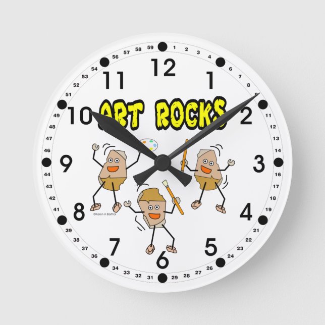 Three Art Rocks Round Clock (Front)