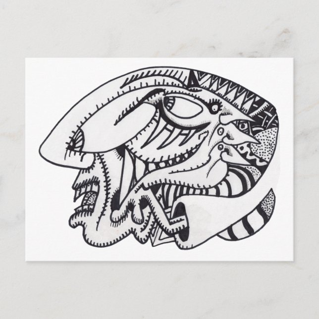 Three Aspects ink drawing Postcard (Front)