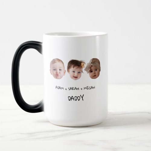 Three baby face gift for grandfather grandmother  magic mug