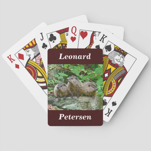 Three Baby Groundhogs Poker Cards (Back)