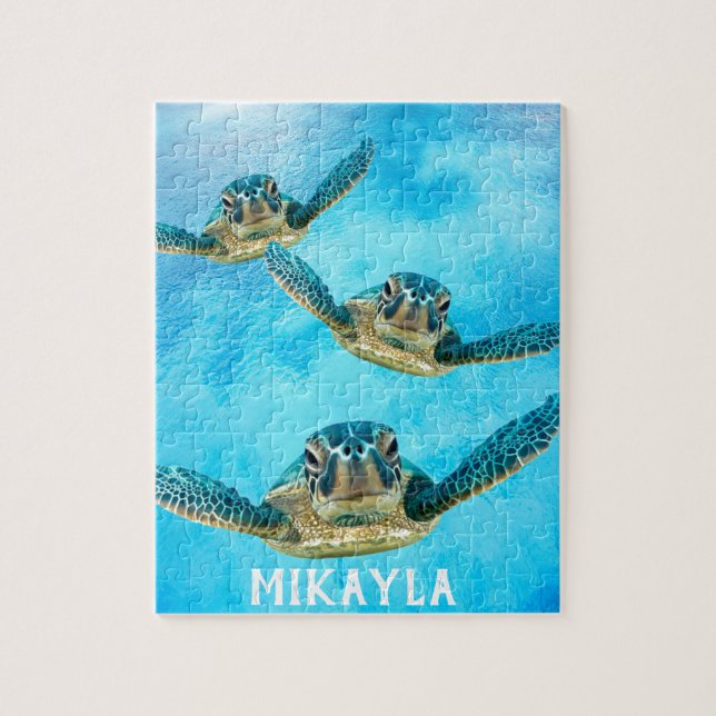 Three Baby Sea Turtles Swimming Jigsaw Puzzle (Vertical)