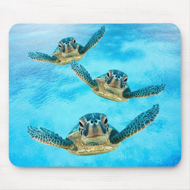 Three Baby Sea Turtles Swimming Mouse Pad (Front)