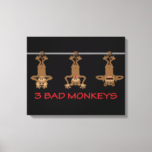 Three bad monkeys canvas print