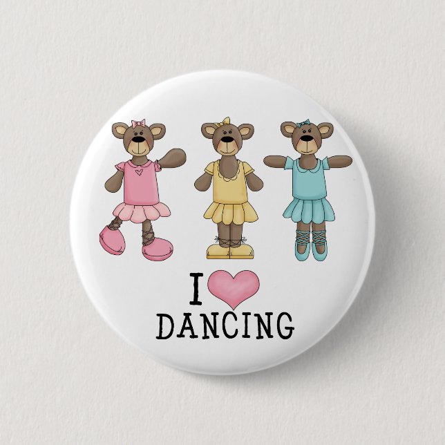 Three Ballet Bears Pinback Button (Front)