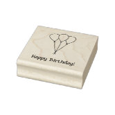 Happy Birthday Rubber Stamp, with Balloon and Confetti