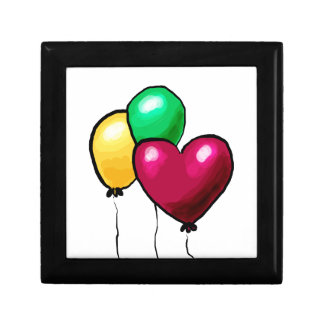 Three Balloons Red Yellow Green Heart Keepsake Box