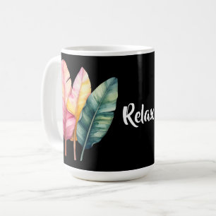 Three bananas leaves in pastel colors coffee mug