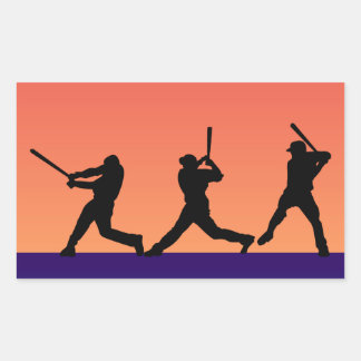 Three Baseball Batters Rectangular Sticker