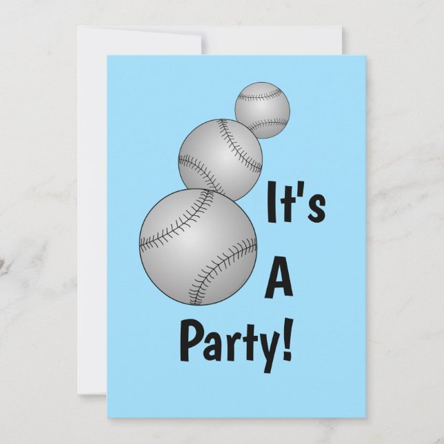 Three Baseballs  Invitation (Front)