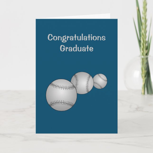 Three Baseballs Letterpress Thank You Card (Front)